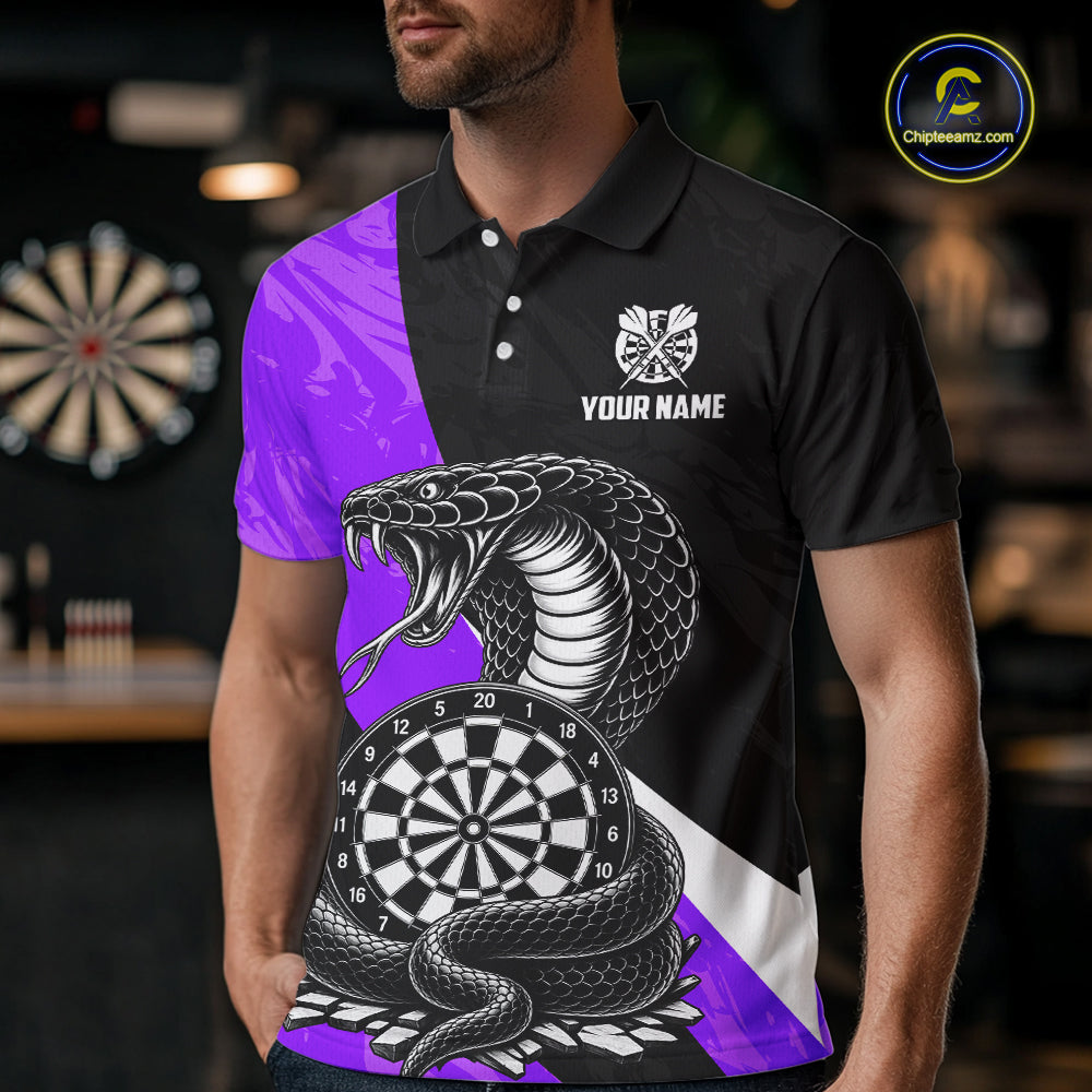 Custom Purple Cobra Snake Darts Shirt for Men Darts Team Jerseys Dartboard Shirt NNT294