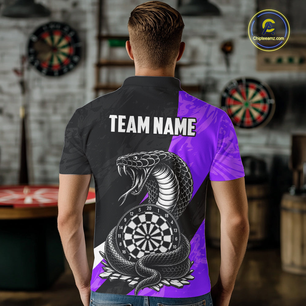 Custom Purple Cobra Snake Darts Shirt for Men Darts Team Jerseys Dartboard Shirt NNT294