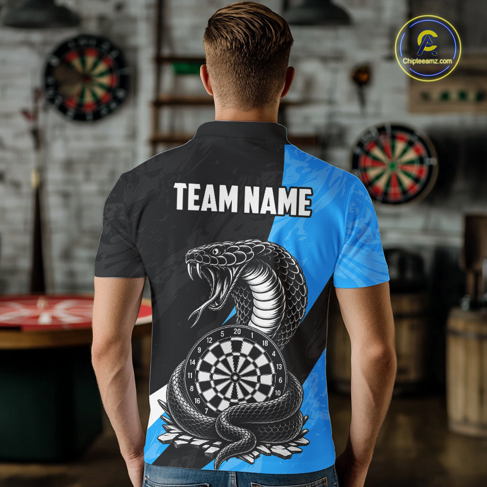 Custom Turquoise Cobra Snake Darts Shirt for Men Darts Team Jerseys Dartboard Shirt NNT294