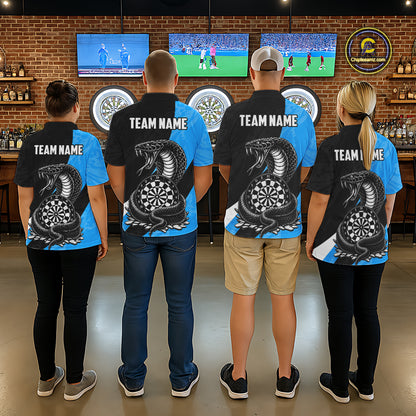 Custom Turquoise Cobra Snake Darts Shirt for Men Darts Team Jerseys Dartboard Shirt NNT294