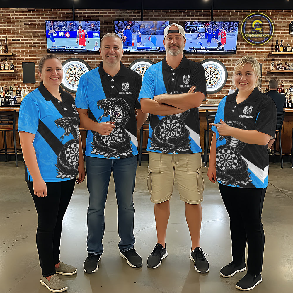 Custom Turquoise Cobra Snake Darts Shirt for Men Darts Team Jerseys Dartboard Shirt NNT294