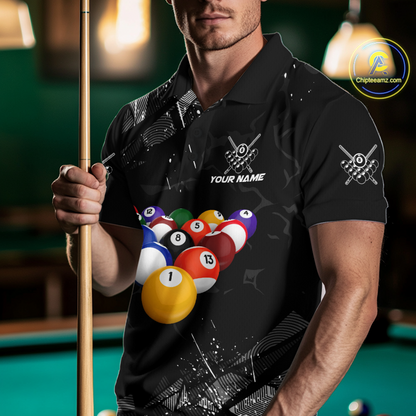 Custom Balls Billiard Shirts for Men Billiard League Billiard Team Shirts Polo & 1/4 Zip NNT104