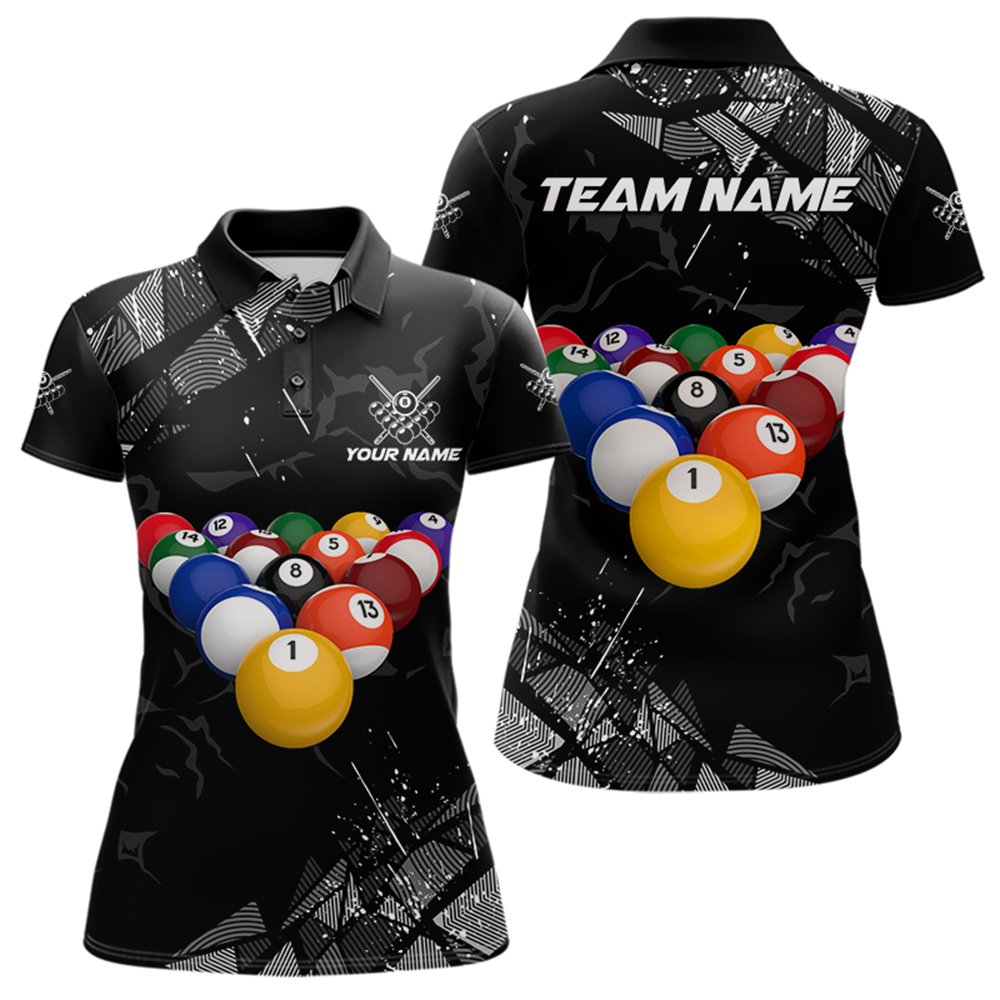 Custom Balls Billiard Shirts for Women Billiard League Billiard Team Shirts Polo & 1/4 Zip NNT104