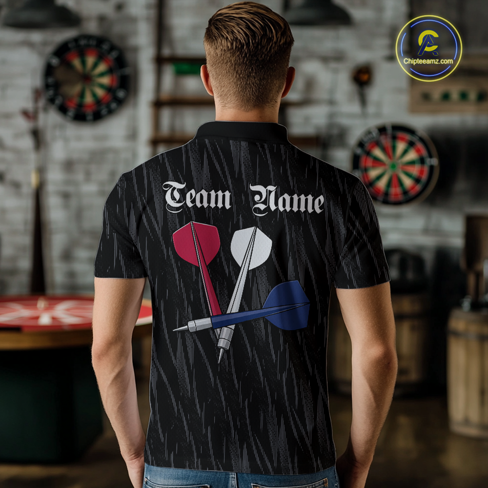 Custom American Flag Dart Shirts For Men Dart Board Shirts Polo & 1/4 Zip Dart Jersey Team NNT126