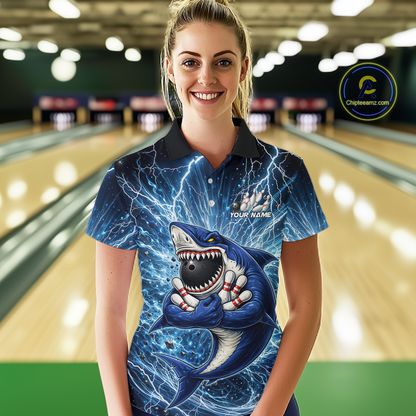 Custom Flame Shake Bowling Jersey for Women Polo & 1/4 Zip Bowling Team Shirts HNT223