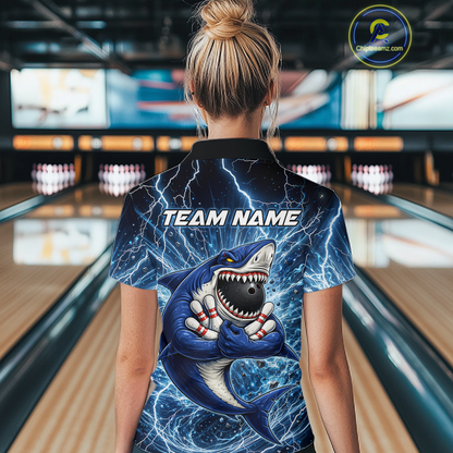 Custom Flame Shake Bowling Jersey for Women Polo & 1/4 Zip Bowling Team Shirts HNT223