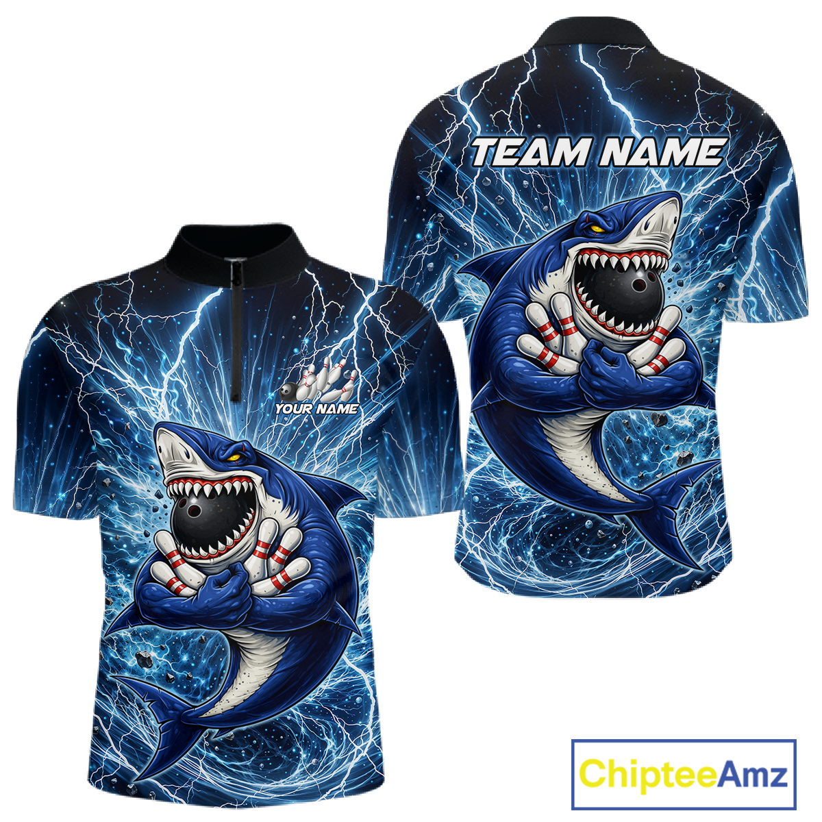 Custom Flame Shake Bowling Jersey for Men Polo & 1/4 Zip Bowling Team Shirts HNT223