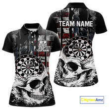 Load image into Gallery viewer, Custom American Flag Skull Dart Shirt Dart Team Jersey for Women Dartboard Shirts Dart League NNT176