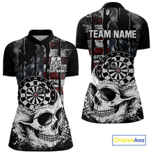Load image into Gallery viewer, Custom American Flag Skull Dart Shirt Dart Team Jersey for Women Dartboard Shirts Dart League NNT176