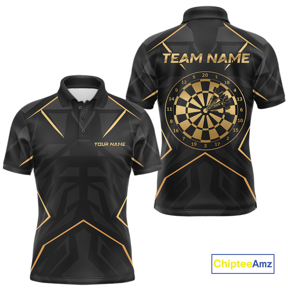 Custom Black Gold Dartboard Shirts Dart Shirt for Men Dart Team Jersey Dart League NNT178
