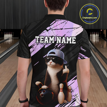 Load image into Gallery viewer, Custom Funny Cat Holographic Bowling Jersey for Men Bowling Polo &amp; 1/4 Zip Bowling Team Shirts HNT198