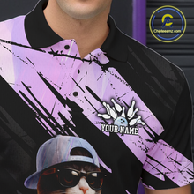 Load image into Gallery viewer, Custom Funny Cat Holographic Bowling Jersey for Men Bowling Polo &amp; 1/4 Zip Bowling Team Shirts HNT198