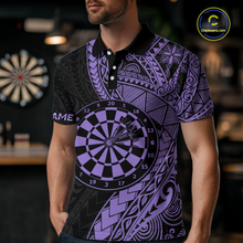 Load image into Gallery viewer, Custom Purple Tribal Dart Shirts for Men Dart Team Jersey Dartboard Gifts Polo &amp; 1/4 Zip NNT163