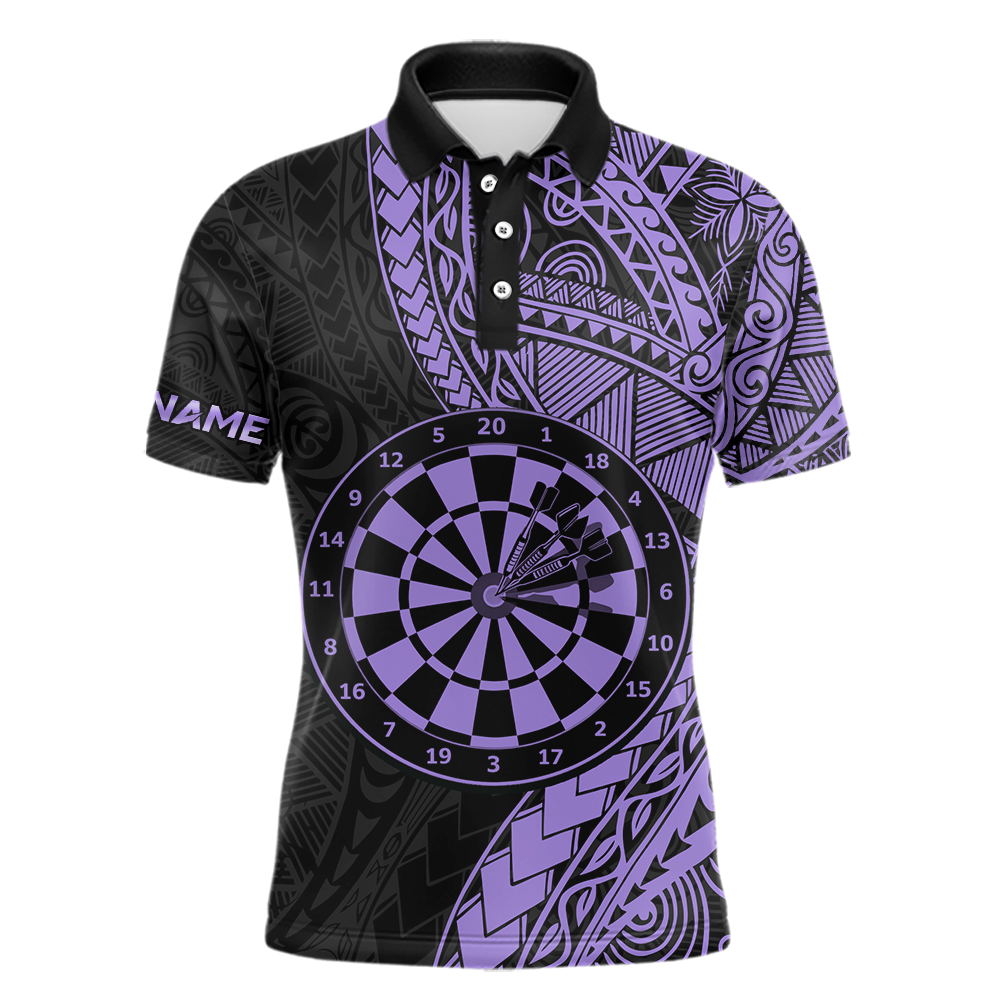 Custom Purple Tribal Dart Shirts for Men Dart Team Jersey Dartboard Gifts Polo & 1/4 Zip NNT163