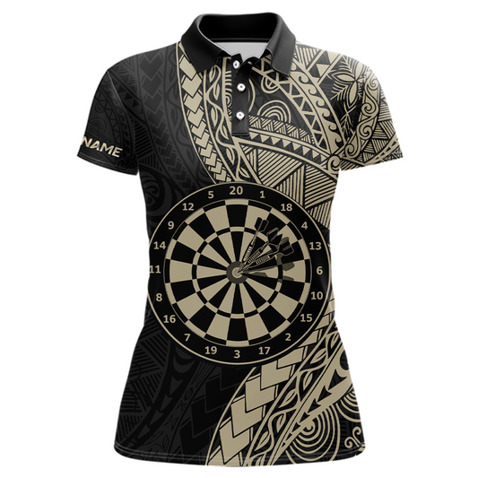 Custom Yellow Tribal Dart Shirts for Women Dart Team Jersey Dartboard Gifts Polo & 1/4 Zip NNT163