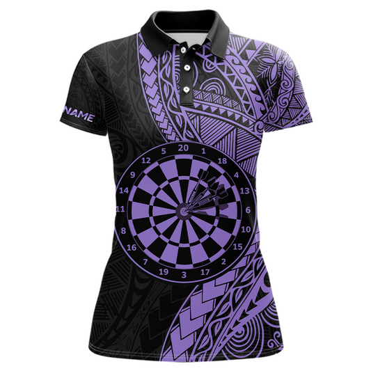 Custom Purple Tribal Dart Shirts for Women Dart Team Jersey Dartboard Gifts Polo & 1/4 Zip NNT163