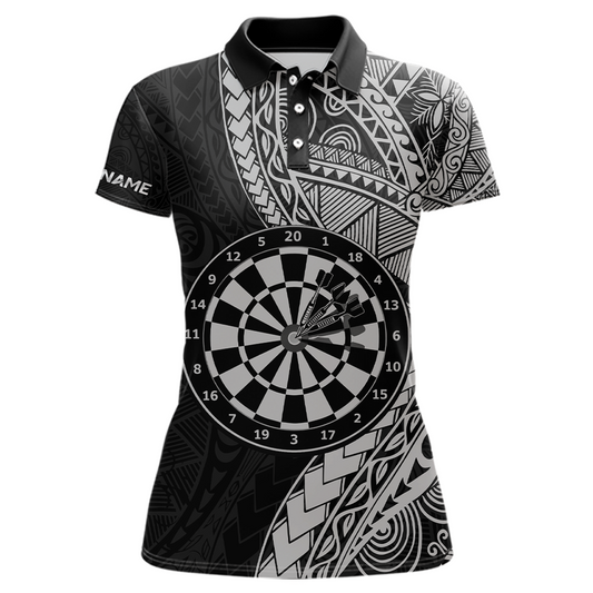 Custom White Tribal Dart Shirts for Women Dart Team Jersey Dartboard Gifts Polo & 1/4 Zip NNT163