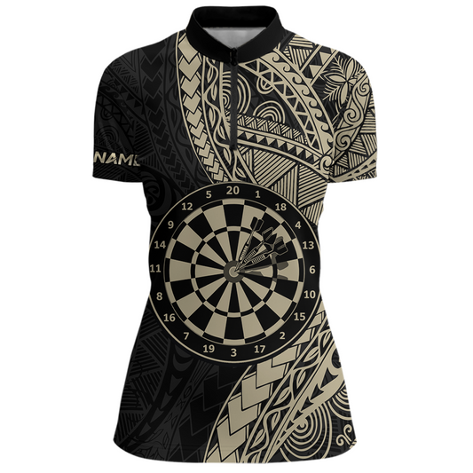 Custom Yellow Tribal Dart Shirts for Women Dart Team Jersey Dartboard Gifts Polo & 1/4 Zip NNT163