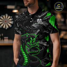 Load image into Gallery viewer, Green Custom Cobra Snake Dart Shirts for Men Dart Team Jersey Dartboard Gifts Polo &amp; 1/4 Zip NNT162