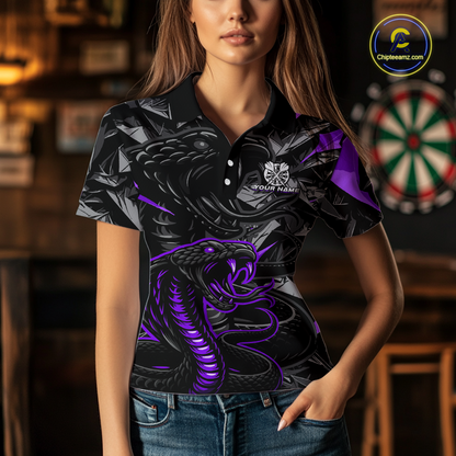 Purple Custom Cobra Snake Dart Shirts for Women Dart Team Jersey Dartboard Gifts Polo & 1/4 Zip NNT162