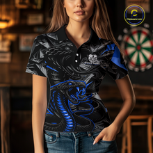 Load image into Gallery viewer, Blue Custom Cobra Snake Dart Shirts for Women Dart Team Jersey Dartboard Gifts Polo &amp; 1/4 Zip NNT162