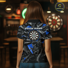 Load image into Gallery viewer, Blue Custom Cobra Snake Dart Shirts for Women Dart Team Jersey Dartboard Gifts Polo &amp; 1/4 Zip NNT162