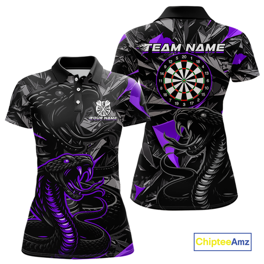 Purple Custom Cobra Snake Dart Shirts for Women Dart Team Jersey Dartboard Gifts Polo & 1/4 Zip NNT162