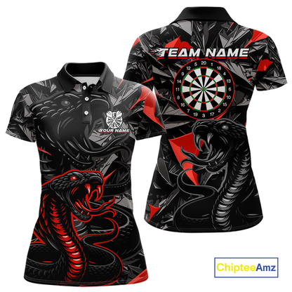 Red Custom Cobra Snake Dart Shirts for Women Dart Team Jersey Dartboard Gifts Polo & 1/4 Zip NNT162
