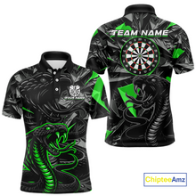 Load image into Gallery viewer, Green Custom Cobra Snake Dart Shirts for Men Dart Team Jersey Dartboard Gifts Polo &amp; 1/4 Zip NNT162