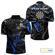 Load image into Gallery viewer, Blue Custom Cobra Snake Dart Shirts for Men Dart Team Jersey Dartboard Gifts Polo &amp; 1/4 Zip NNT162