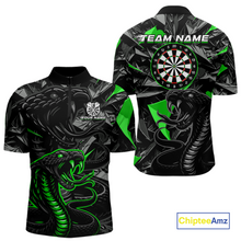 Load image into Gallery viewer, Green Custom Cobra Snake Dart Shirts for Men Dart Team Jersey Dartboard Gifts Polo &amp; 1/4 Zip NNT162