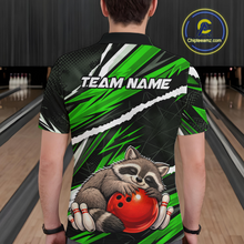 Load image into Gallery viewer, Custom Green Raccoon Funny Bowling Jersey for Men Bowling Team Shirts Polo &amp; 1/4 Zip HNT247
