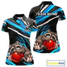 Load image into Gallery viewer, Custom Turquoise Raccoon Funny Bowling Jersey for Women Bowling Team Shirts Polo &amp; 1/4 Zip HNT247