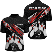 Load image into Gallery viewer, Custom Red Funny Bowling Jersey for Men Bowling Uniform Polo &amp; 1/4 Zip Bowling Team Shirts HNT128