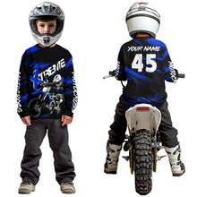 Load image into Gallery viewer, Blue Youth Motocross Jersey Custom Dirt Bike Extreme Shirts for Kid Men Women UPF30+ DNT21
