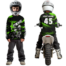 Load image into Gallery viewer, Green Youth Motocross Jersey Custom Dirt Bike Extreme Shirts for Kid Men Women UPF30+ DNT21