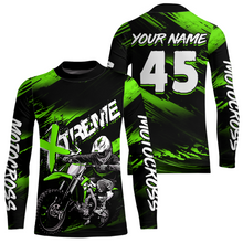 Load image into Gallery viewer, Green Youth Motocross Jersey Custom Dirt Bike Extreme Shirts for Kid Men Women UPF30+ DNT21