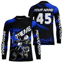 Load image into Gallery viewer, Blue Youth Motocross Jersey Custom Dirt Bike Extreme Shirts for Kid Men Women UPF30+ DNT21