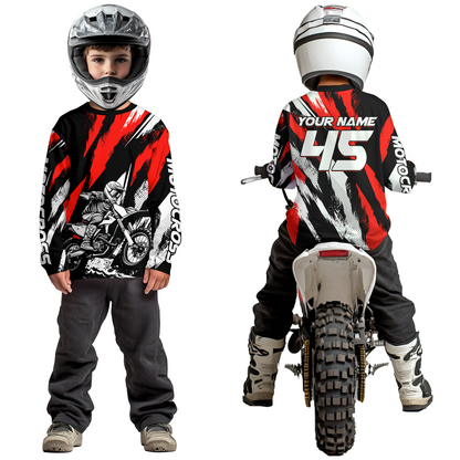 Red Youth Motocross Shirts MX Racing Custom Dirt Bike Shirts Kid Men Women UPF30+ DNT33