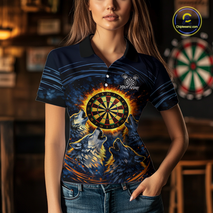 Custom Funny Flame Wolf Darts Board Dart Shirts For Women Darts Team Jerseys Dart Tournament NNT149