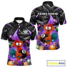 Load image into Gallery viewer, Custom Funny Purple Chicken 8 Ball Pool Billiard Shirt for Men Polo &amp; 1/4 Zip, Billiard Team Jerseys NNT148