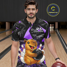 Load image into Gallery viewer, Custom Purple Capybara Bowling Jersey for Men Bowling Team Shirts Bowling Polo &amp; 1/4 Zip HNT255