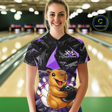 Load image into Gallery viewer, Custom Purple Capybara Bowling Jersey for Women Bowling Team Shirts Bowling Polo &amp; 1/4 Zip HNT255