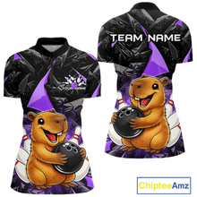Load image into Gallery viewer, Custom Purple Capybara Bowling Jersey for Women Bowling Team Shirts Bowling Polo &amp; 1/4 Zip HNT255