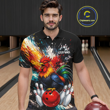 Load image into Gallery viewer, Custom Funny Rooster Bowling Jersey for Men Bowling Team Shirts Bowling Polo &amp; 1/4 Zip HNT256