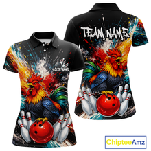 Load image into Gallery viewer, Custom Funny Rooster Bowling Jersey for Women Bowling Team Shirts Bowling Polo &amp; 1/4 Zip HNT256