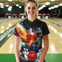 Load image into Gallery viewer, Custom Funny Rooster Bowling Jersey for Women Bowling Team Shirts Bowling Polo &amp; 1/4 Zip HNT256