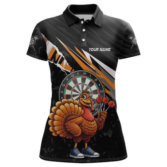 Orange Funny Turkey Chicken Darts Shirt for Women Darts Team Jerseys Polo & 1/4 Zip Dart League NNT130