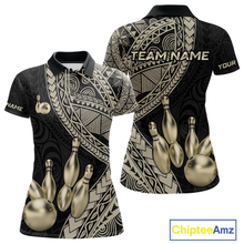 Load image into Gallery viewer, Black and Gold Tribal Pattern Bowling Jersey for Women Bowling Uniform Bowling Team Shirts HNT225