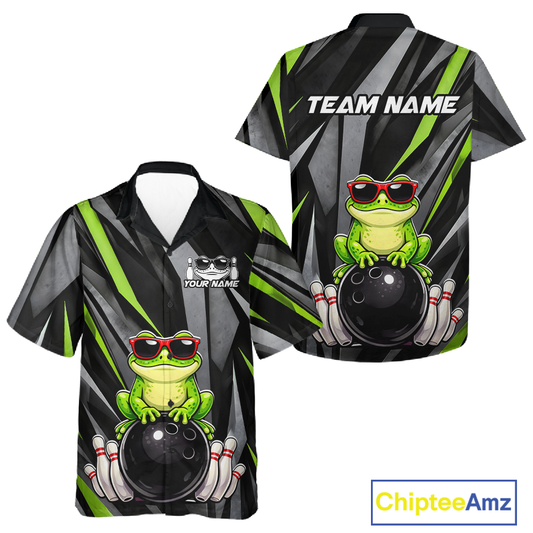 Custom Funny Frog Hawaiian Bowling Jersey Bowling Team Shirts Bowling Uniform HNT261
